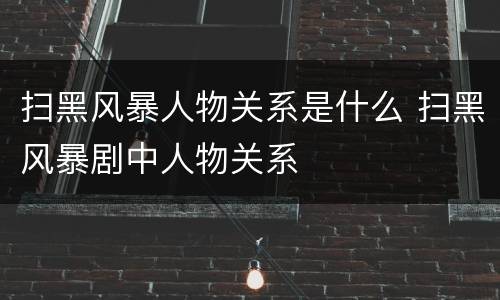 扫黑风暴人物关系是什么 扫黑风暴剧中人物关系