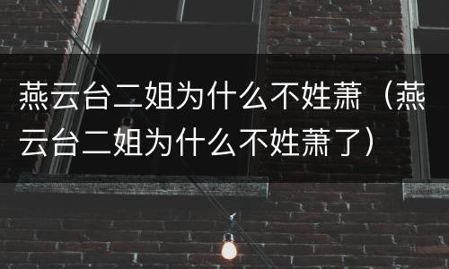 燕云台二姐为什么不姓萧（燕云台二姐为什么不姓萧了）