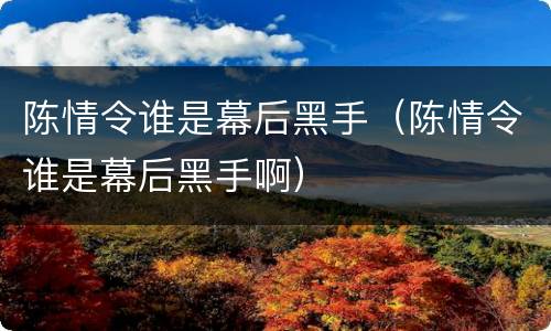 陈情令谁是幕后黑手（陈情令谁是幕后黑手啊）