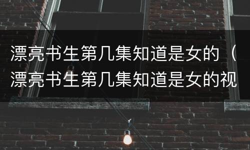 漂亮书生第几集知道是女的（漂亮书生第几集知道是女的视频）