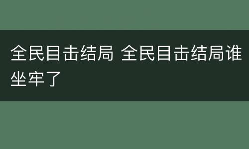 全民目击结局 全民目击结局谁坐牢了