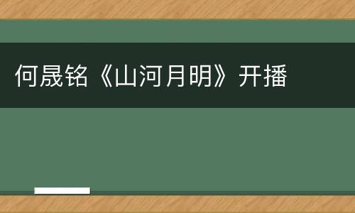 何晟铭《山河月明》开播