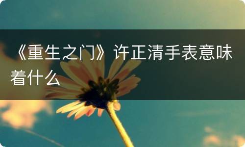 《重生之门》许正清手表意味着什么