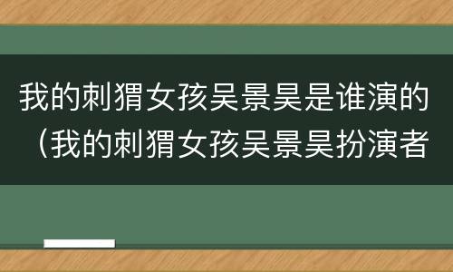 我的刺猬女孩吴景昊是谁演的（我的刺猬女孩吴景昊扮演者）