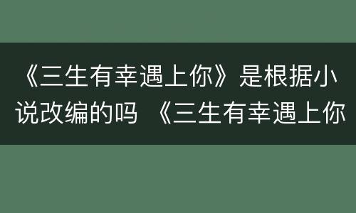 《三生有幸遇上你》是根据小说改编的吗 《三生有幸遇上你》结局是什么