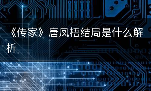 《传家》唐凤梧结局是什么解析