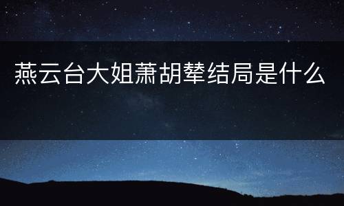 燕云台大姐萧胡辇结局是什么