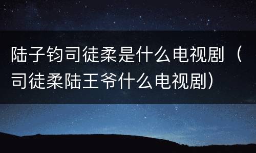 陆子钧司徒柔是什么电视剧（司徒柔陆王爷什么电视剧）