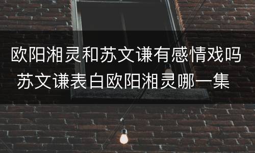 欧阳湘灵和苏文谦有感情戏吗 苏文谦表白欧阳湘灵哪一集