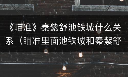 《瞄准》秦紫舒池铁城什么关系（瞄准里面池铁城和秦紫舒关系）