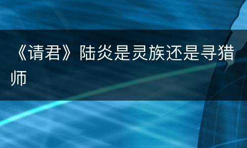 《请君》陆炎是灵族还是寻猎师