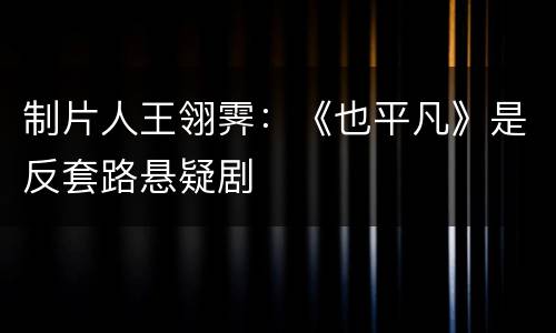 制片人王翎霁：《也平凡》是反套路悬疑剧