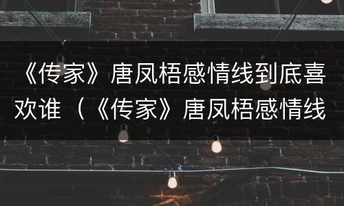 《传家》唐凤梧感情线到底喜欢谁（《传家》唐凤梧感情线到底喜欢谁啊）