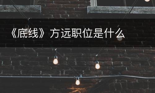 《底线》方远职位是什么