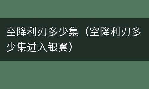 空降利刃多少集（空降利刃多少集进入银翼）