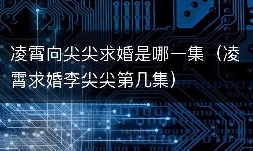 凌霄向尖尖求婚是哪一集（凌霄求婚李尖尖第几集）