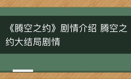 《腾空之约》剧情介绍 腾空之约大结局剧情