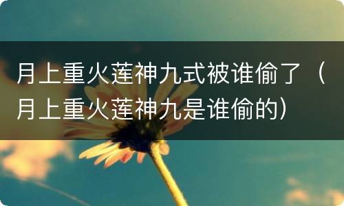 月上重火莲神九式被谁偷了（月上重火莲神九是谁偷的）
