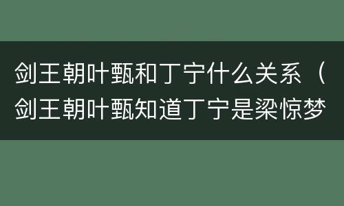 剑王朝叶甄和丁宁什么关系（剑王朝叶甄知道丁宁是梁惊梦）