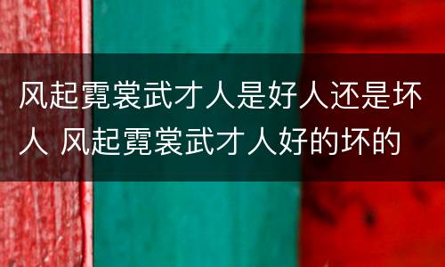 风起霓裳武才人是好人还是坏人 风起霓裳武才人好的坏的