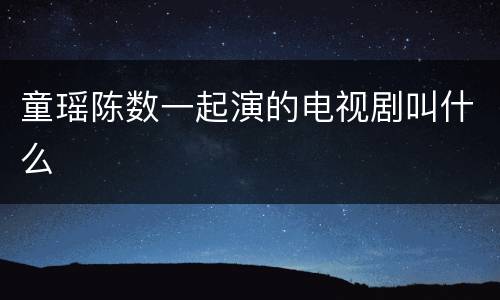 童瑶陈数一起演的电视剧叫什么