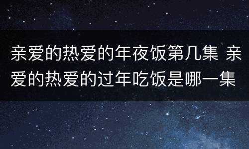亲爱的热爱的年夜饭第几集 亲爱的热爱的过年吃饭是哪一集