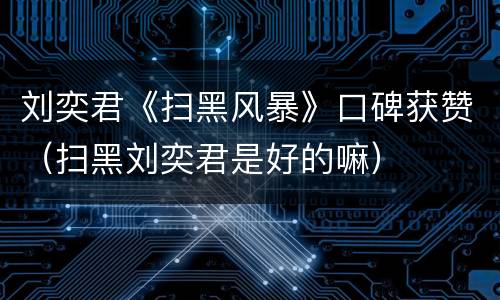 刘奕君《扫黑风暴》口碑获赞（扫黑刘奕君是好的嘛）