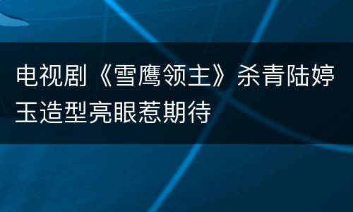 电视剧《雪鹰领主》杀青陆婷玉造型亮眼惹期待