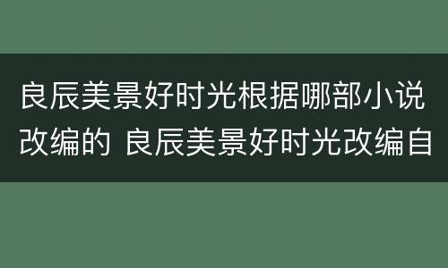 良辰美景好时光根据哪部小说改编的 良辰美景好时光改编自哪部小说