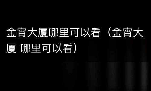 金宵大厦哪里可以看（金宵大厦 哪里可以看）