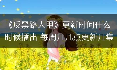 《反黑路人甲》更新时间什么时候播出 每周几几点更新几集