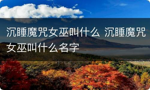 沉睡魔咒女巫叫什么 沉睡魔咒女巫叫什么名字