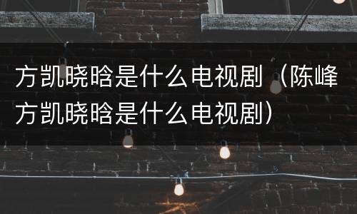 方凯晓晗是什么电视剧（陈峰方凯晓晗是什么电视剧）