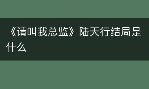 《请叫我总监》陆天行结局是什么