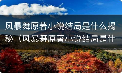 风暴舞原著小说结局是什么揭秘（风暴舞原著小说结局是什么揭秘的）