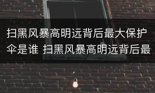 扫黑风暴高明远背后最大保护伞是谁 扫黑风暴高明远背后最大保护伞是谁