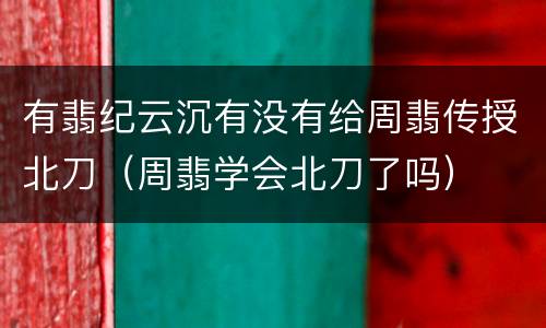有翡纪云沉有没有给周翡传授北刀（周翡学会北刀了吗）