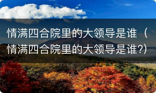 情满四合院里的大领导是谁（情满四合院里的大领导是谁?）