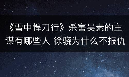 《雪中悍刀行》杀害吴素的主谋有哪些人 徐骁为什么不报仇