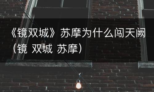 《镜双城》苏摩为什么闯天阙（镜 双城 苏摩）