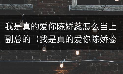 我是真的爱你陈娇蕊怎么当上副总的（我是真的爱你陈娇蕊副总经理）