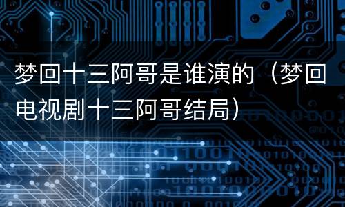 梦回十三阿哥是谁演的（梦回电视剧十三阿哥结局）