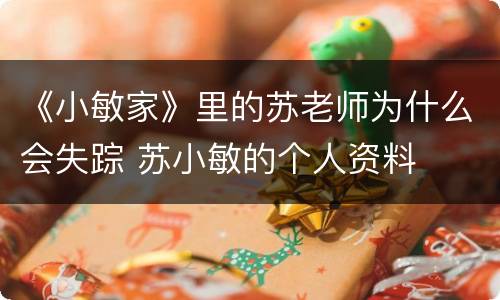 《小敏家》里的苏老师为什么会失踪 苏小敏的个人资料