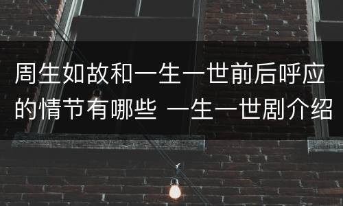 周生如故和一生一世前后呼应的情节有哪些 一生一世剧介绍