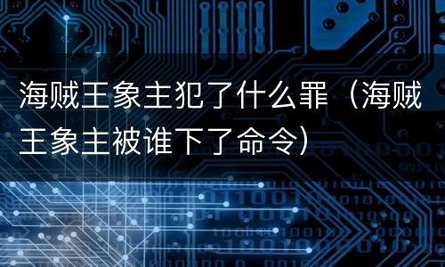 海贼王象主犯了什么罪（海贼王象主被谁下了命令）