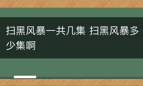 扫黑风暴一共几集 扫黑风暴多少集啊