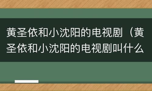 黄圣依和小沈阳的电视剧（黄圣依和小沈阳的电视剧叫什么）
