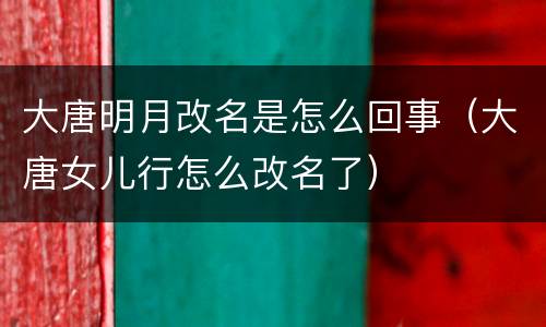 大唐明月改名是怎么回事（大唐女儿行怎么改名了）