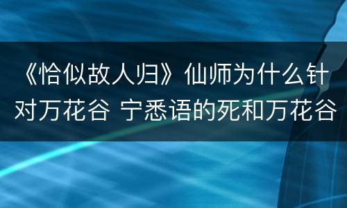 《恰似故人归》仙师为什么针对万花谷 宁悉语的死和万花谷有什么关系