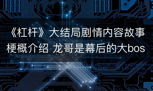《杠杆》大结局剧情内容故事梗概介绍 龙哥是幕后的大boss吗